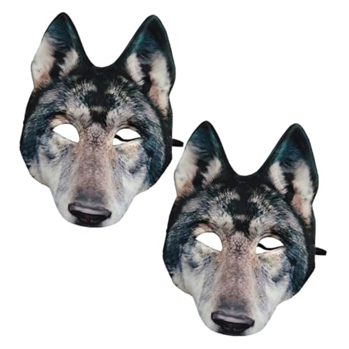 PartyKindom 2-teilige Wolf-gesichtsmaske: Halloween, Eva, Realistische Wolf-tier-cosplay-maske Für Halloween-feiern, Karnevalskostüme, Party-zubehör von PartyKindom
