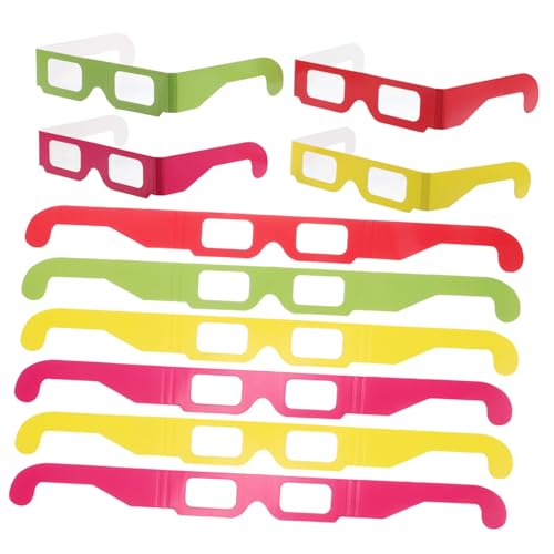 PartyKindom 20 Stück 3D Brechungsgläser Beugungsgläser Festival Kaleidoskop Brille Prismengläser Faltgläser Papier von PartyKindom