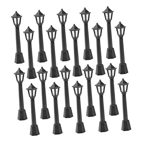PartyKindom 20 Stück Mini-Licht Modellbau lampen straßenlaterne Modellbau Weihnachtsdorf Straßenlaternen Modell Lampe Weihnachten Lichter LED Szenenverzierung Mini-Hausversorgung Plastik Black von PartyKindom