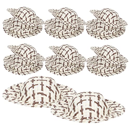 PartyKindom 20 Stück Miniatur Hut Imitation Strohhut für Puppenhaus Dekoration DIY Bastelbedarf und Fotorequisiten Farbverlauf Dunkelbraun Beige von PartyKindom