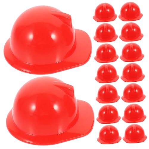 PartyKindom 20 Stück Teiliges Bauhelm Miniatur Sicherheitshelm Puppenzubehör Kunststoff Kopfschutz Deko Vielseitiger Partyhut für Puppen Kuchen und Haustierdekoration Leuchtend Rot von PartyKindom