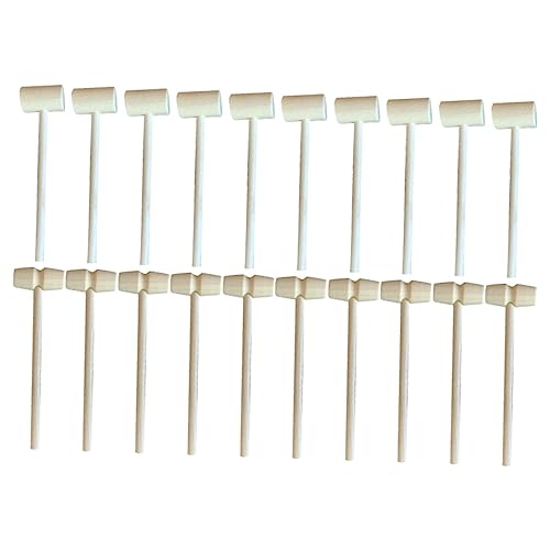 PartyKindom 20 Stück Teiliges Holzhammer Natürliche Geruchsfreie Mini Holzschlägel mit Glatter Oberfläche Vielseitig als Lernspielzeug und Kuchenhammer Leicht und Sicher für Jungen und von PartyKindom