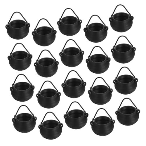 PartyKindom 20 Stück Teiliges Mini Halloween Kessel Kleine Kunststoff Cauldrons mit Henkel Handliche Süßigkeitenhalter und Dekoration für Halloween Party und Bastelprojekte von PartyKindom