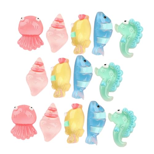 PartyKindom 20 Stück Teiliges Miniatur Leuchtende Meeresbewohner aus Resin Kleine Dekorative Tierfiguren mit Glow in The Dark Kompakte Miniatur Aquariumdeko für Sammler und von PartyKindom