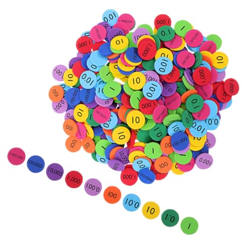 PartyKindom 200 Stück Teiliges Bunte Zahlen Scheiben Pädagogisches Lernspielzeug für Grundschule und Kindergarten Farbige Platzwertchips für Frühes Zählen Kognitive und Farberkennung von PartyKindom