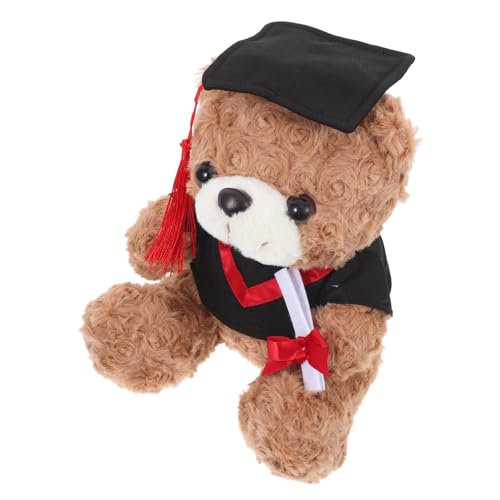 PartyKindom 2025 Abschlussbärenpuppe Abschlussfeier-zubehör Blume Party-andenken Plüsch Ausgestopfter Abschlussbär Bären-souvenir Kuscheltier Glückwunsch-partybär Pp Baumwolle Rot von PartyKindom