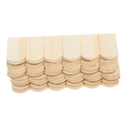 PartyKindom 24 Stück Dachzubehör Bausatz Puppenhausdach Mini-Dachziegel-Stütze Mini-Hausdachziegel Puppenhausdekor Puppenmöbel Puppenhaus-Miniaturzubehör Möbelmodell Miniaturmöbel Birke Beige von PartyKindom