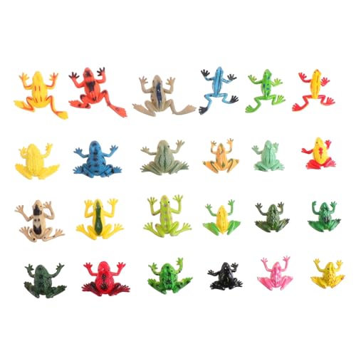 PartyKindom 24 Stück Teiliges Miniatur Frosch Figuren Künstliche Tiermodelle Lebensecht Farbenfroh Vielseitig Verwendbar als Dekoration oder Lernspielzeug für Familien von PartyKindom