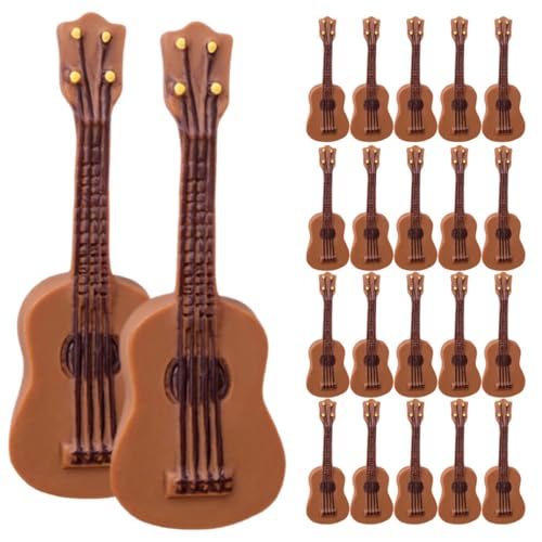 PartyKindom 25 Stück Mini-gitarrenmodell Mini-gitarrenfigur Als Ornament Miniaturen Winzig Kleines Gitarrenmodell Miniatur Gitarre Gitarrendekor Mini-hausgitarre Am Kleinsten Brown Harz von PartyKindom