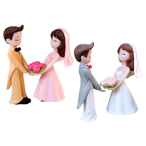 PartyKindom 2Paare Hochzeitspaar Figuren Romantische Und Statuen Hochzeitsdekoration Für Torten Und Teiliges Kleinen Und Modellen von PartyKindom