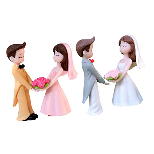 PartyKindom 2Paare Hochzeitspaar Figuren für Hochzeitstorte Cartoon Dekoration Teiliges für Hochzeitsfeiern und Valentinstagsgeschenke Hochwertige Hochzeitsdeko von PartyKindom