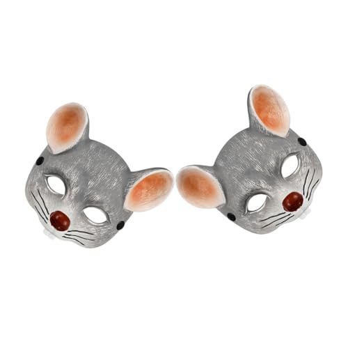 PartyKindom 2Stücke PU Rattenmaske Realistische Graue Tiermaske für Halloween Karneval Cosplay für Erwachsene Langlebig für Festliche Anlässe von PartyKindom