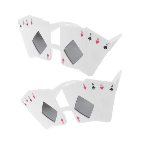 PartyKindom 2Stücke Spielkartenbrillen Witzige Sonnenbrillen für Poker Partys Halloween Festlichkeiten Lustige Brillen mit Einzigartigem Pokerkartenmuster von PartyKindom