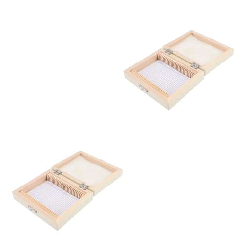 PartyKindom 2er-box Biologische Slice-box Kästen Für Mikroskop-objektträger Tragbar Gefäßwerkzeuge Deckel Verpackung Fleck Korb Laborzubehör Gitter Bausatz Konkav Holz Beige von PartyKindom