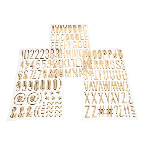 PartyKindom 3 Blätter Buchstabenaufkleber Scrapbook-Aufkleber Plakataufkleber Scrapbook-Buchstaben-Aufkleber Alphabet-Aufkleber für Scrapbooking Schriftzaufkleber Scrapbook-Zubehör PVC Golden von PartyKindom