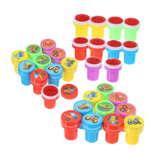 PartyKindom 3 Sätze Baustellenfahrzeug Stempel für Kindersicheres Kunststoffspielzeug Vielseitige Lernstempel für Klassenraum Belohnungen und Partygeschenke für Kleine Feuerwehr und von PartyKindom