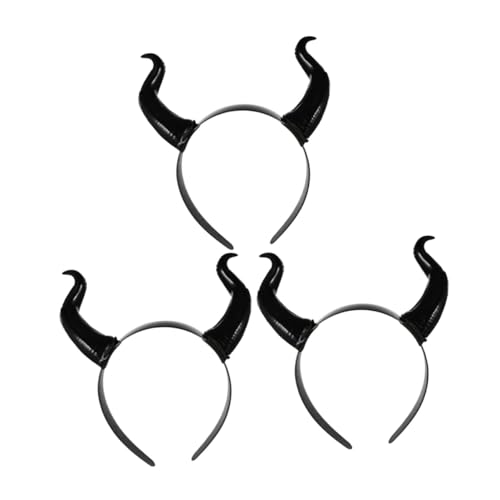 PartyKindom 3 Stück Cow Horns Haarreifen Realistische Teufelshörner Stirnband Leicht Bequem für Halloween Cosplay Renaissance Kostüm Party Zubehör von PartyKindom