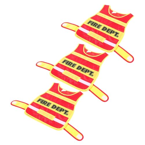 PartyKindom 3 Stück Feuerwehrkostüm Für Kleinkind-feuerwehrmann Verkleiden Sich Feuerwehrmannsrolle Feuerwehrweste Für Feuerwehr Rollenspiel Stoff Rot von PartyKindom