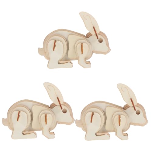PartyKindom 3 Stück Holz Rabbit Puzzle Kit zum Ausmalen und Bemalen Tiermodell für Erwachsene für Zuhause und von PartyKindom