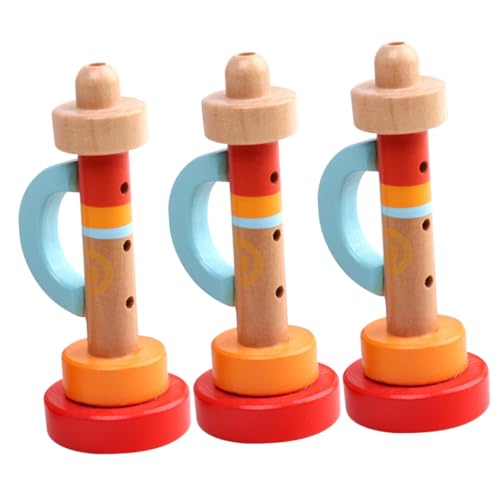 PartyKindom 3 Stück Holz Trompete Teiliges Musikinstrument Tragbar Lustig für Kleinkinder und Mädchen zur Musikalischen und Kreativen Unterhaltung von PartyKindom