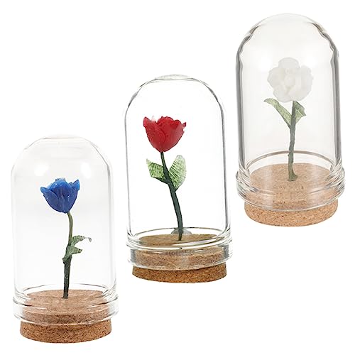 PartyKindom 3 Stück Miniatur Rosen Dekoration Rot Realistische Blumen für Puppenhäuser Wohnräume Schlafzimmer und Handgefertigte Dauerhafte Miniaturblumen zur Verschönerung Raumes von PartyKindom