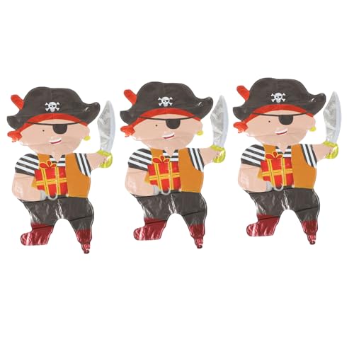 PartyKindom 3 Stück Piraten Kapitän Folienballons Teilig Aluminiumfolie Langlebig Sicher Jungen Geburtstag Partydeko Piratenthema Zubehör von PartyKindom