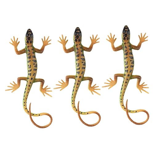 PartyKindom 3 Stück Realistische Simulation Eidechsen Figuren Künstliche Lizard Dekoration für Garten und Balkon Lebensechte Plastik Tierfiguren für Terrarien von PartyKindom