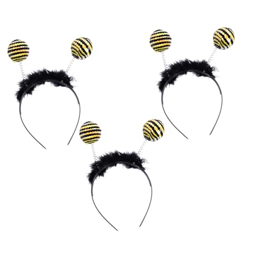 PartyKindom 3 Stück Teiliges Bienen Antennen Haarreif mit Schwingenden Paillettenbällen Kreative Cosplay Kopfbedeckung Glitzerndes Schwarzes Stirnband für Kindergarten und Mottoparty von PartyKindom