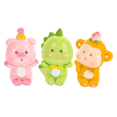 PartyKindom 3 Stück Teiliges Cartoon Tier Miniatur Figuren für Kuchen Dekoration Leichte und Stabile Tortendeko für Kindergeburtstag Niedliche Tierornamente als Süße Kuchenverzierung von PartyKindom
