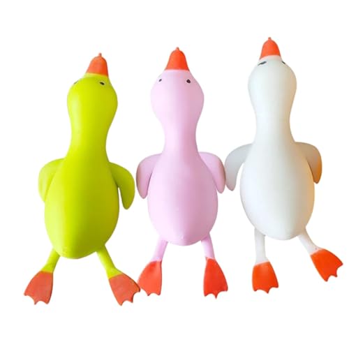 PartyKindom 3 Stück Teiliges Entenform Stressspielzeug Dehnbares Squeeze Toy zur Angst Stresslinderung Sensorisches Kinderspielzeug für Fingerübungen Partygeschenk Tragbar und Zufällige Farbe von PartyKindom