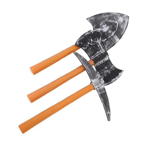 PartyKindom 3 Stück Teiliges Fake Pickaxe Doppel Axt Schaufel Prop Realistische Zwerg Kostüm Requisite für Vielseitig für Halloween Bühnenauftritte Fantasy und Abenteuerpartys von PartyKindom