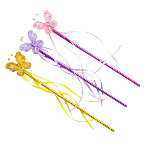 PartyKindom 3 Stück Teiliges Feenstab für Schmetterlingsdekor Bunte Prinzessin Zauberstäbe aus Sicherem PVC und Accessoire für Kostümpartys und Rollenspiele von PartyKindom