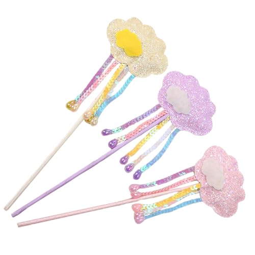 PartyKindom 3 Stück Teiliges Feenstab mit Glitzer und Quaste Bunte Zauberstäbe als Partyspielzeug und Mitgebsel für Kindergeburtstag für Feenkostüm und Festliche Dekoration von PartyKindom
