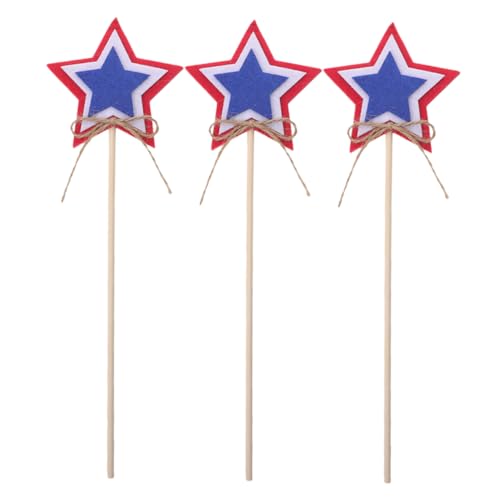 PartyKindom 3 Stück Teiliges Independence Day Feenstäbe Handheld Deko mit Amerikanischem Sternen Design für Unvergessliche Partys von PartyKindom