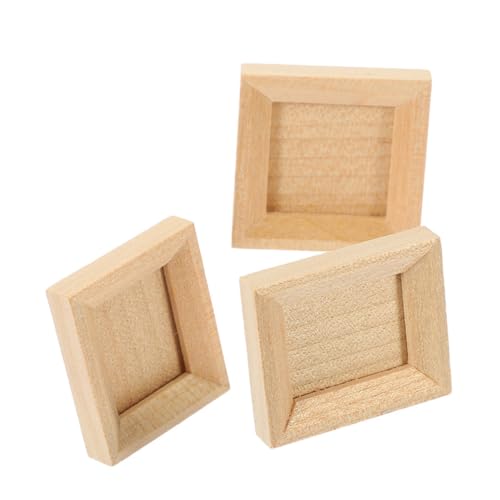 PartyKindom 3 Stück Teiliges Mini Bilderrahmen aus Holz für Puppenhaus Deko DIY Miniatur Foto Display Kleine Stehende Rahmen Verschiedenen Formen für Bastelprojekte und Miniaturwelten von PartyKindom