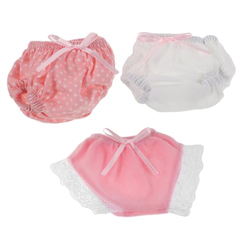 PartyKindom 3 Stück Teiliges Set Elastische Puppenunterwäsche für Puppen Wiederverwendbare Doll Unterhosen Weiß mit Punkten und Spitzen Waschbare Spielzeugkleidung für Puppen von PartyKindom