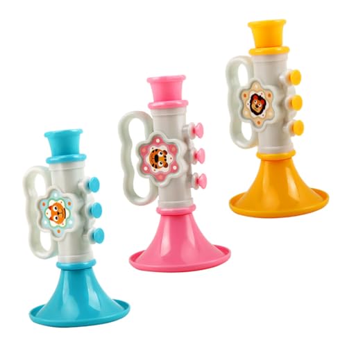 PartyKindom 3 Stück Trompete Bunte Noisemaker Musikinstrumente aus Sicherem Kunststoff für Frühe Musikalische Jungen Mädchen Kindergarten von PartyKindom