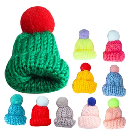 PartyKindom 30 Stück Teiliges Bunte Mini Strickmützen Weihnachtsmützen zum Basteln Kleine DIY Wollmützen als Dekoration für Puppenhäuser und Festliche Schmuckanhänger von PartyKindom