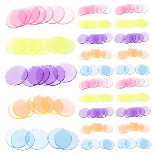 PartyKindom 300 Stück Transparente Plastik Poker Chips Bingo Zubehör für Partyspiele und Matheunterricht Langlebige Spielchips zum Zählen Sortieren und Gruppieren für Familie und Freunde von PartyKindom