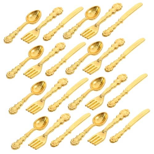 PartyKindom 36 Stück Besteck- und Gabelmodellzubehör Kinderküchenzubehör Messer DIY Living Room Decoration wohnzimmerdeko Miniatur -Geschirr Küchenzubehör für Puppenstuben Legierung Golden von PartyKindom