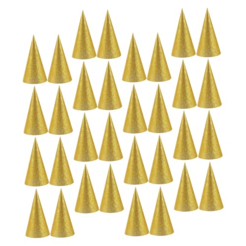 PartyKindom 36 Stück Teiliges Partyhüte Kindergeburtstag Goldene Papiermützen Form Geburtstagskappen Leicht Tragbar Für Partydekoration von PartyKindom