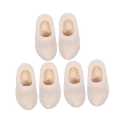 PartyKindom 3Paare Holzschuhe Unlackierte Klompen für Puppenhaus Dekoration Holzschuhmodell Zubehör zum Basteln und Gestalten von Individuellen Designs von PartyKindom