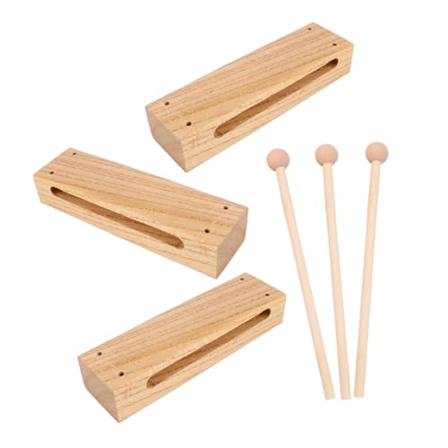 PartyKindom 3er-Sets Holz-rhythmusblock: Rhythmusblock-Set Aus Holz Für Kinder – Musikinstrument Aus Massivem Hartholz Mit Schlägeln Für Den Musikunterricht von PartyKindom