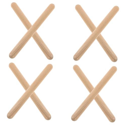 PartyKindom 4 Paare Rhythmusstäbe aus Natürlichem Holz Sicher und Leicht Orff Percussion Instrument für Vorschule und Kindergarten Interaktive Musik und Lernaktivitäten von PartyKindom