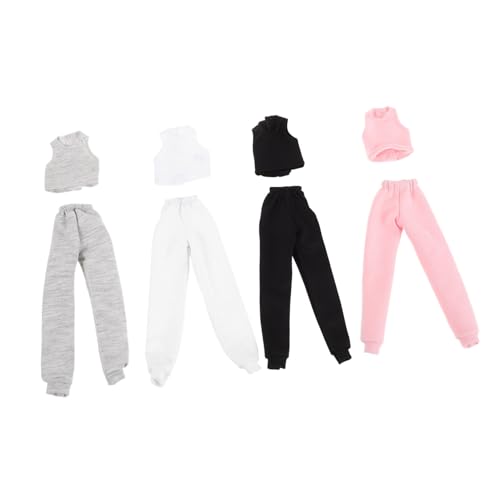 PartyKindom 4 Sätze Teilige Puppenkleidung Sommer Set mit Weste und Hose Casual Dress Up Kostüm für Puppen Einfache Anziehsachen für Kreatives Rollenspiel und Alltagsmode von PartyKindom