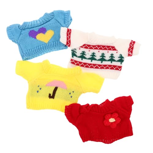PartyKindom 4 Stück 30 cm Bärenpuppenkleidung: Weihnachts-stofftier-kleidungszubehör, Baumwoll-plüschtier-Pullover, Häkelfigur-Outfit, DIY-Kleid Für Mädchengeburtstag von PartyKindom