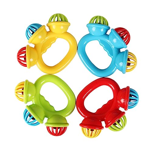 PartyKindom 4 Stück Kinderhandglocken kinderinstrumente musikinstrumente Tambourin + Handglocken Safe Toy babyspielzeug Kinderklingel Kindermusikinstrument von PartyKindom