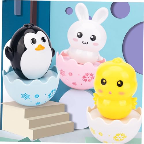 PartyKindom 4 Stück Langlebige Tumbler Spielzeuge mit Niedlichem Pinguin Motiv Sicherer Greifgriff Glatte Oberfläche Fördert Neugier und Motorische Fähigkeiten für Kleinkinder und Junge von PartyKindom