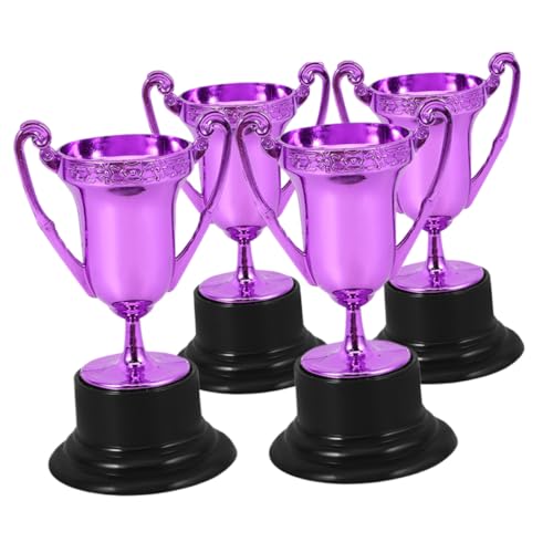 PartyKindom 4 Stück Mini-Trophäe plastikbecher Party Dekoration Kunststoff Trophäen Plastik-Trophäen Mini Trophäen kleine Trophäe Pokale für Sieger Trophäen vergeben Mini -Trophäe Violett von PartyKindom