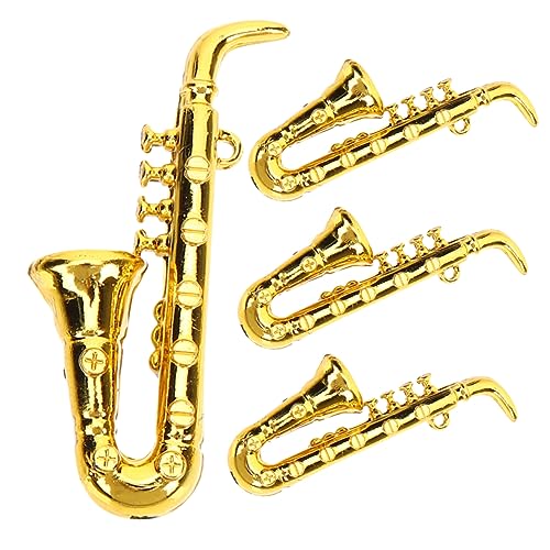 PartyKindom 4 Stück Miniatur Saxophon Teilig Detailgetreues Puppenhaus Instrument Dekoratives Mini Saxophon Ornament Künstlerische Tischdekoration für Musikliebhaber Geeignet für Zuhause von PartyKindom